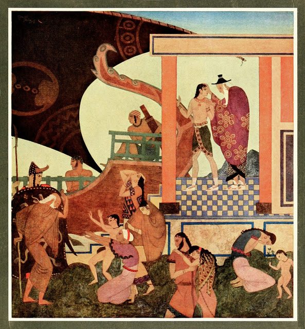 Edmund Dulac - Tanglewood Tales 10 Tezej se poslavlja od očeta
