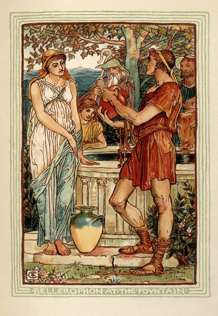 Grška mitologija - Walter Crane 12 Belerofont pri vodnjaku