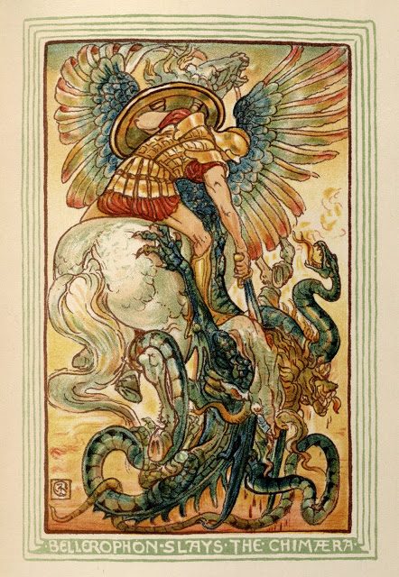 Grška mitologija - Walter Crane 14 Belerofont ubije Himero