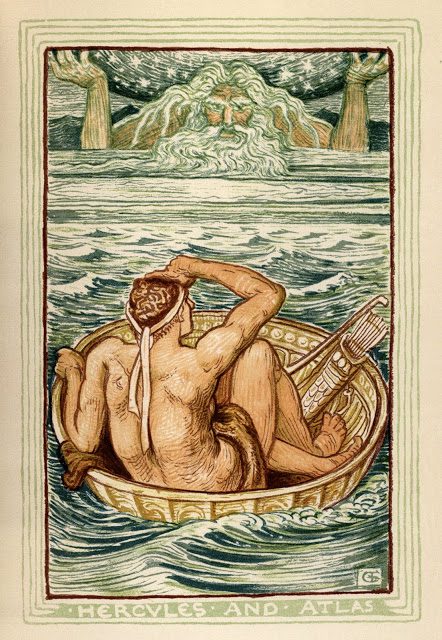 Grška mitologija - Walter Crane 17 Herkules in Atlas