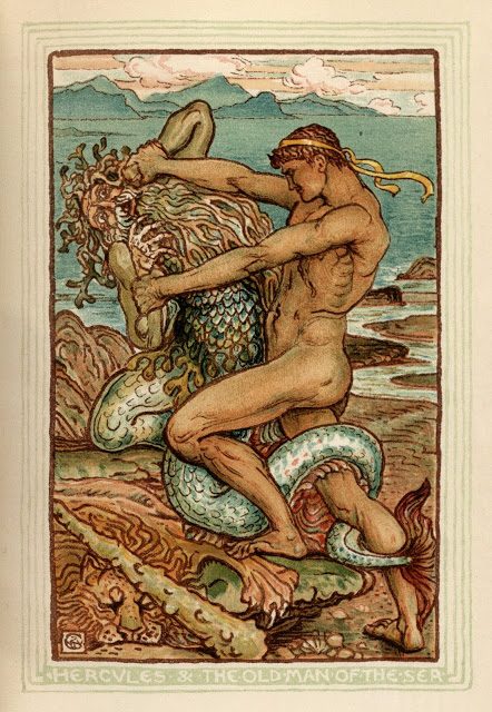 Grška mitologija - Walter Crane 16 Herkules in Nereus