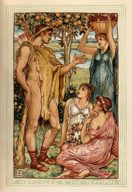 Grška mitologija - Walter Crane 15 Herkules in nimfe