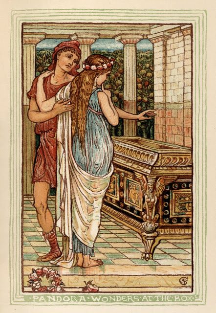 Grška mitologija - Walter Crane 9 Pandora in čudežna skrinjica