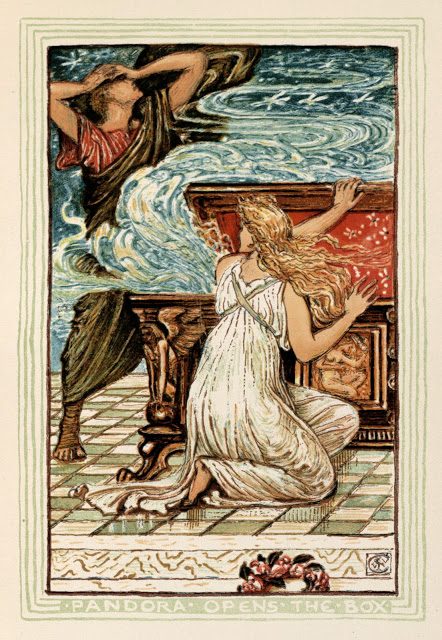 Grška mitologija - Walter Crane 11 Pandora odpre skinjico