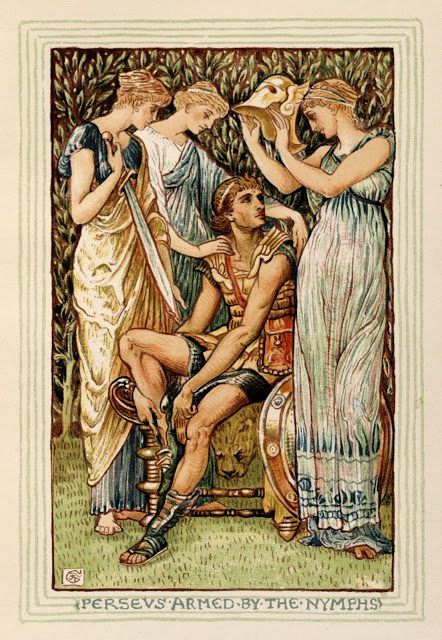 Grška mitologija - Walter Crane 3 Nimfe oborožijo Perzeja